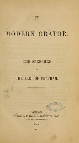 The speeches of the Earl of Chatham