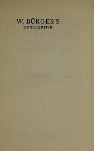 W. Bürger's Kunstkritik