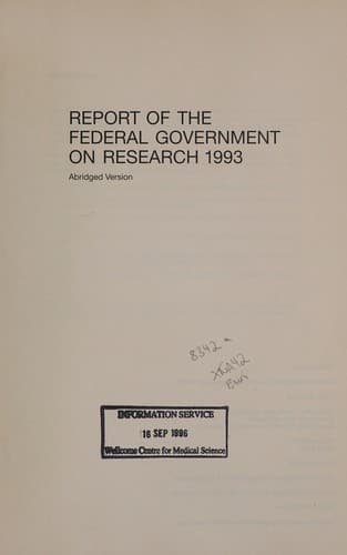 Report of the Federal Government on research 1993