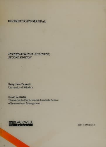 Cover image for International Business (Blackwell Business)