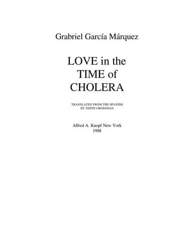 Cover image for Love in the time of cholera