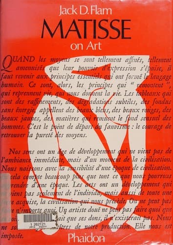 Cover image for Matisse on art.