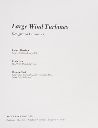 Cover image for Large wind turbines