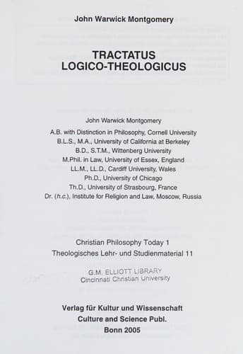 Cover image for Tractatus logico-theologicus