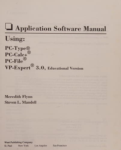 Cover image for Application software manual