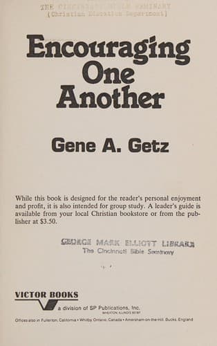 Cover image for Encouraging one another