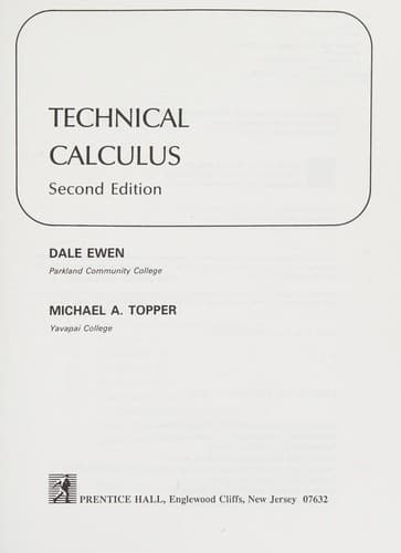 Cover image for Technical calculus