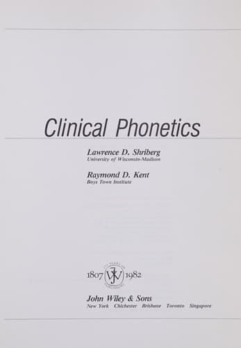 Cover image for Clinical phonetics