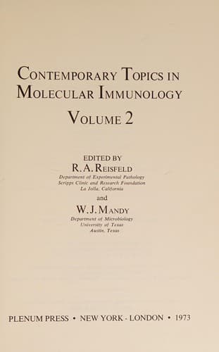 Cover image for contemporary topics in molecular immunology