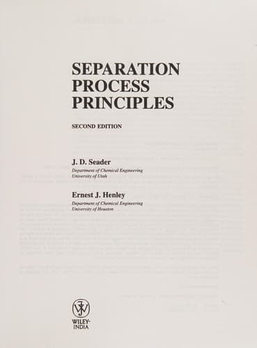 Cover image for Separation process principles