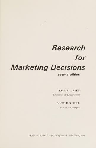 Cover image for Research for marketing decisions