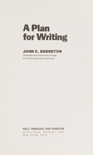 Cover image for A plan for writing