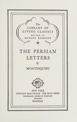 Cover image for The Persian letters of Montesquieu