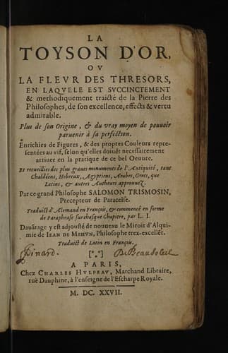 La toyson d'or, ou, La fleur des thresors