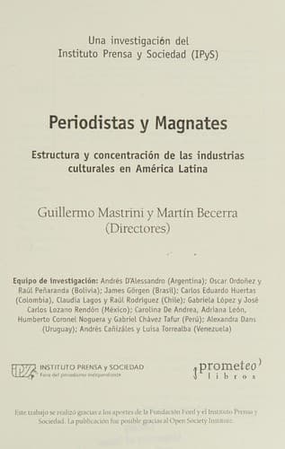 Cover image for Periodistas y magnates