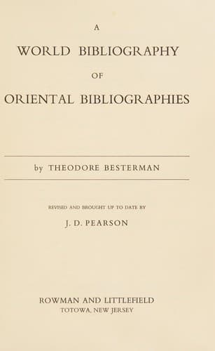 Cover image for A world bibliography of Oriental bibliographies
