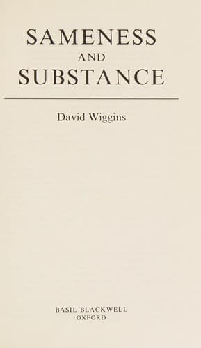 Cover image for Sameness and substance