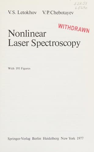 Cover image for Nonlinear laser spectroscopy