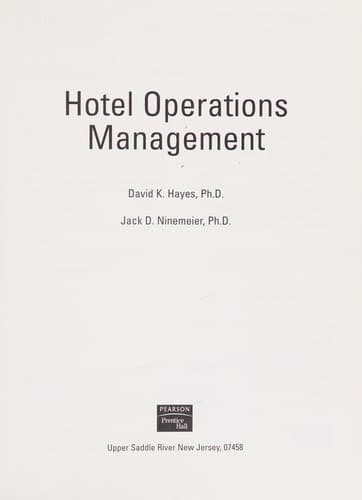 Cover image for Hotel operations management