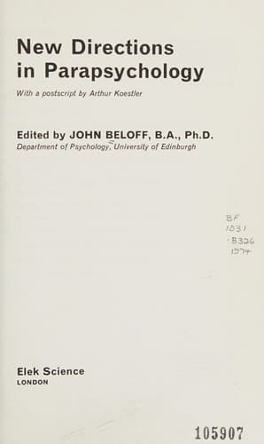 Cover image for New directions in parapsychology