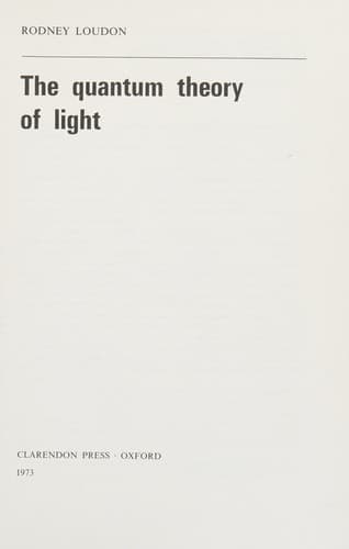 Cover image for The quantum theory of light.