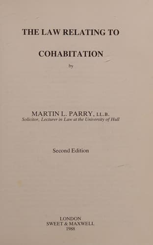 Cover image for The law relating to cohabitation