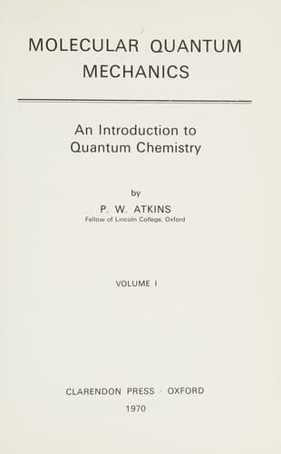 Cover image for Molecular quantum mechanics