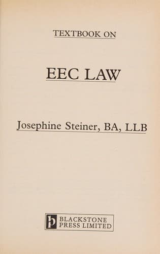 Cover image for Textbook on EEC law