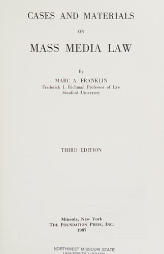 Cover image for Cases and materials on mass media law
