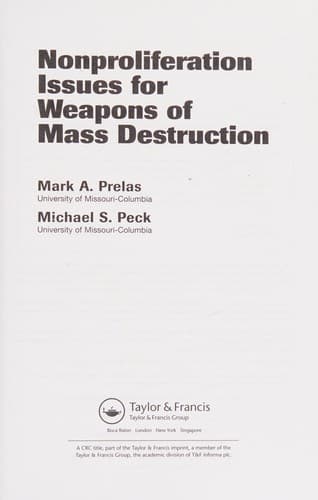 Cover image for Nonproliferation issues for weapons of mass destruction