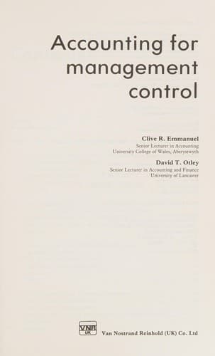 Cover image for Accounting for management control
