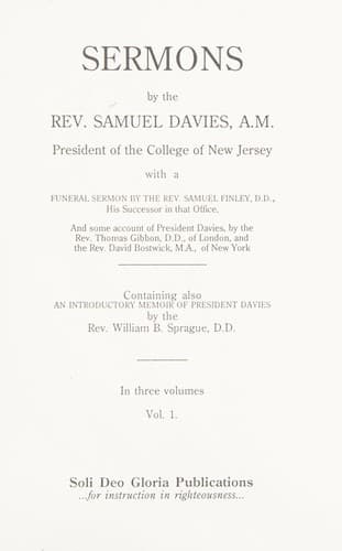 Cover image for The Sermons of Samuel Davies