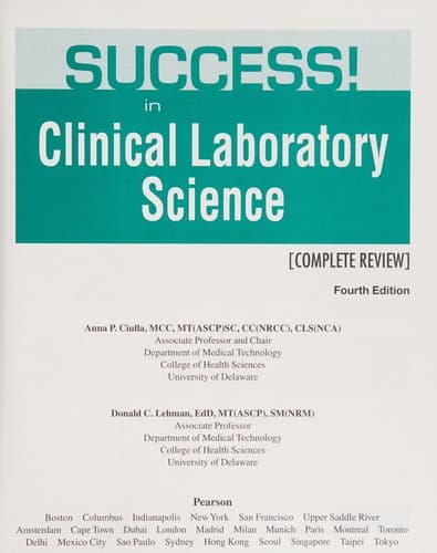 Cover image for Success! in clinical laboratory science