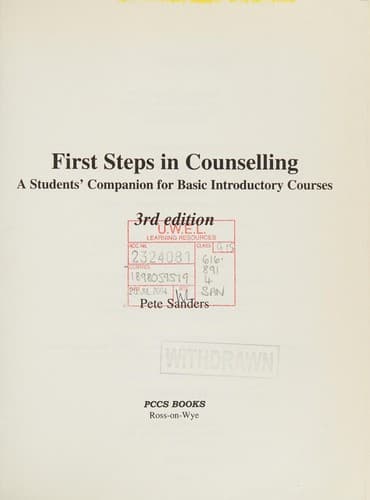 Cover image for First steps in counselling