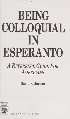 Cover image for Being colloquial in Esperanto