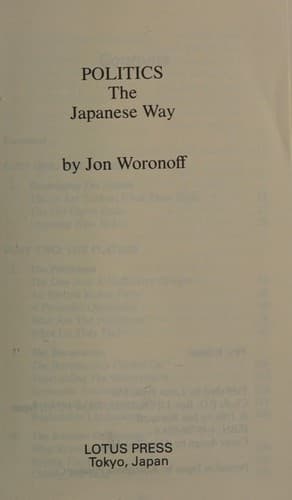 Cover image for Politics, the Japanese way