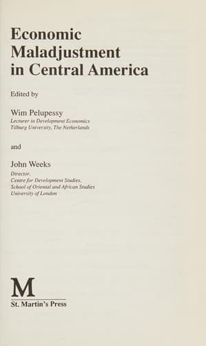 Cover image for Economic maladjustment in Central America