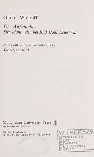 Cover image for Der Aufmacher