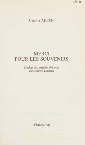 Cover image for Merci pour les souvenirs