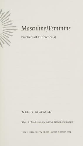 Cover image for Masculine/feminine