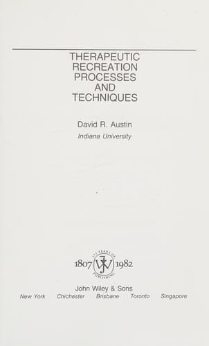Cover image for Therapeutic recreation processes and techniques