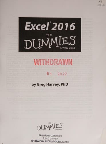 Cover image for Excel 2016 for dummies