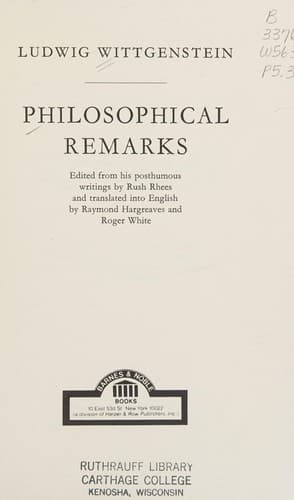 Cover image for Philosophical remarks