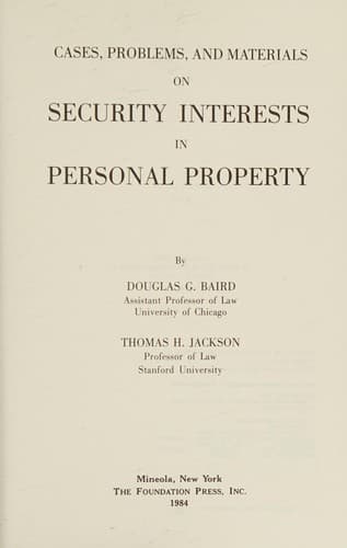 Cover image for Cases, problems, and materials on security interests in personal property