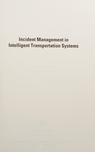 Cover image for Incident management in intelligent transportation systems