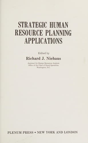Cover image for Strategic Human Resource Planning Applications