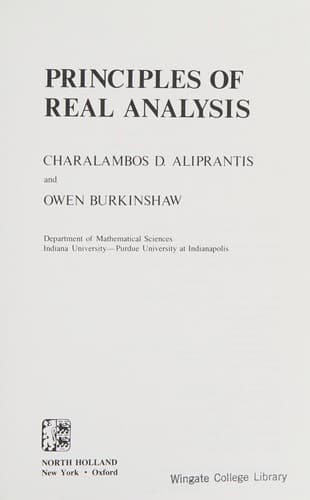 Cover image for Principles of real analysis