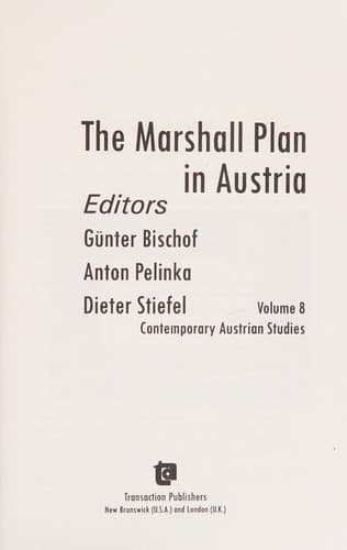 Cover image for The Marshall Plan in Austria