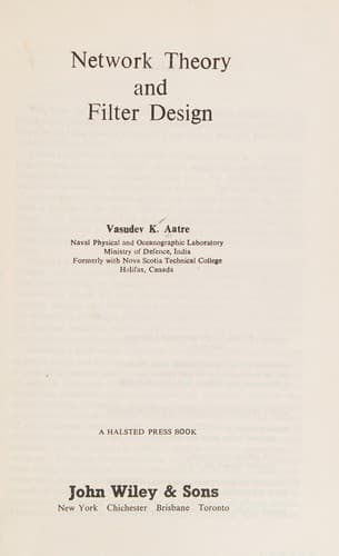 Cover image for Network theory and filter design