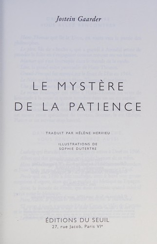 Cover image for Le mystère de la patience